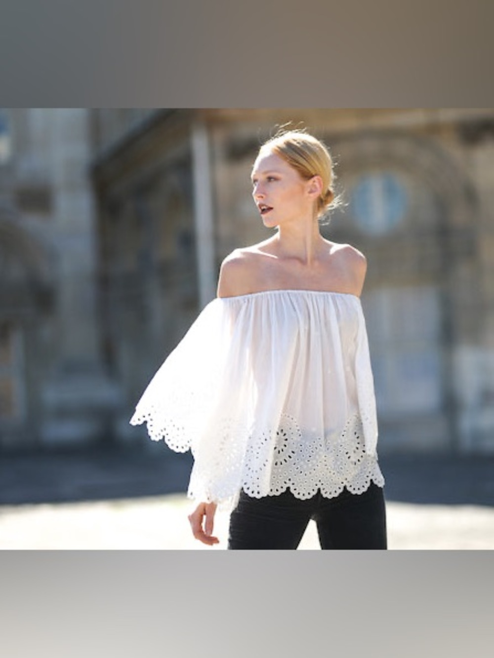 Magali Pascal Summer Off-Shoulder Burnt Coral Eyelet Lace Blouse - Women Size XS